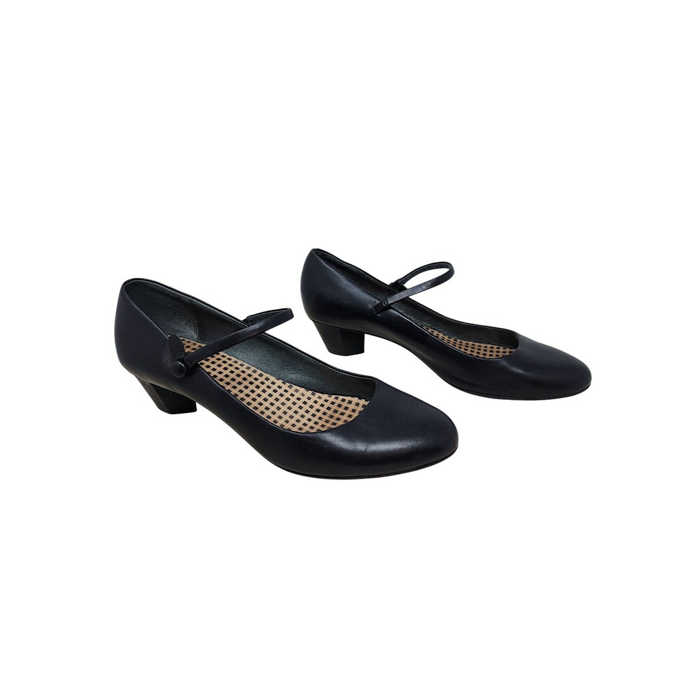Camper Mary Jane Pump 40 US 9 Women Helena Black Leather Button Strap Retro 1.5"